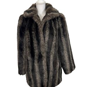 Vintage Jordache Faux Fur Lined Heavy Coat Jacket Glam Retro M/L